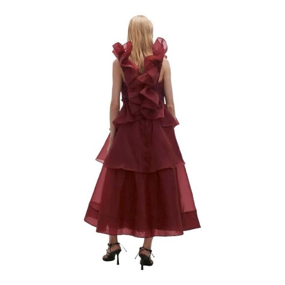 Aje Deep Red Ruffled Prom Dress - Picture 7 of 13